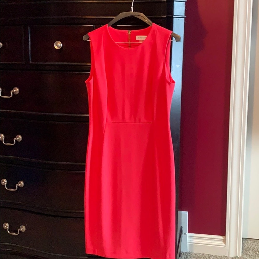 Coral pink Calvin Klein dress